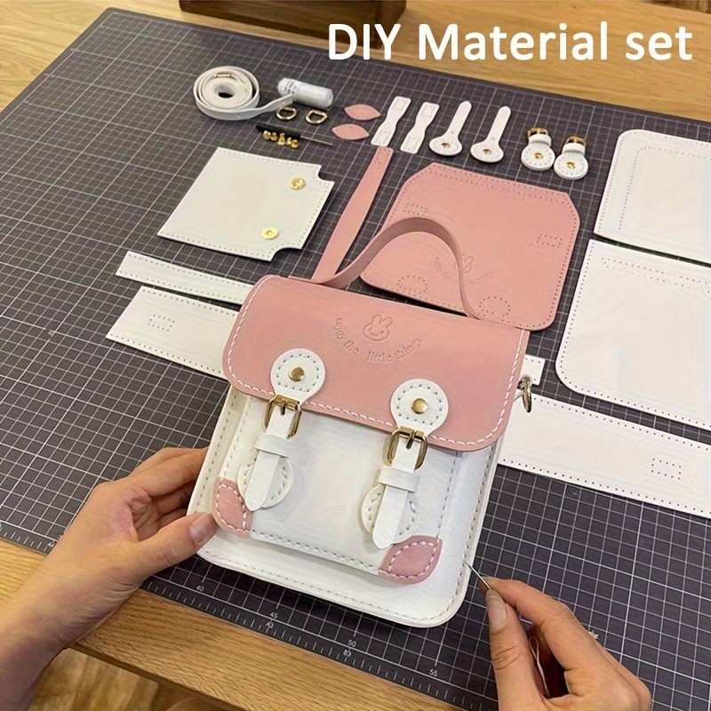 DIY Material Bag Crossbody Bag, Self-made Handmade Handbag, Color Contrast Mini Messenger Bag