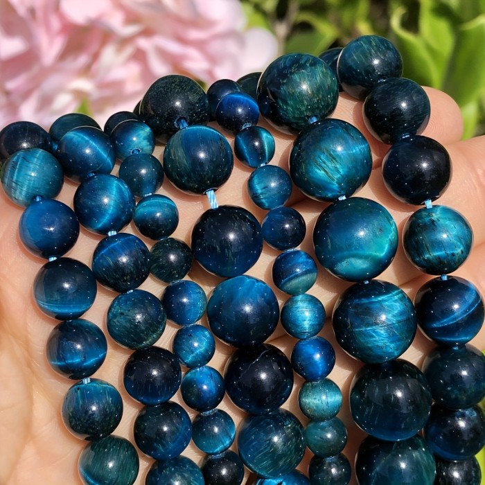 4-12mm 5A Blue Starry Sky Dreamy Natural Tiger Eye Stone Spacer Loose Beads For Diy Women's And Men's Bracelet Necklace Jewelry Making Supplies