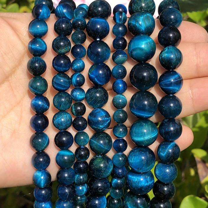 4-12mm 5A Blue Starry Sky Dreamy Natural Tiger Eye Stone Spacer Loose Beads For Diy Women's And Men's Bracelet Necklace Jewelry Making Supplies