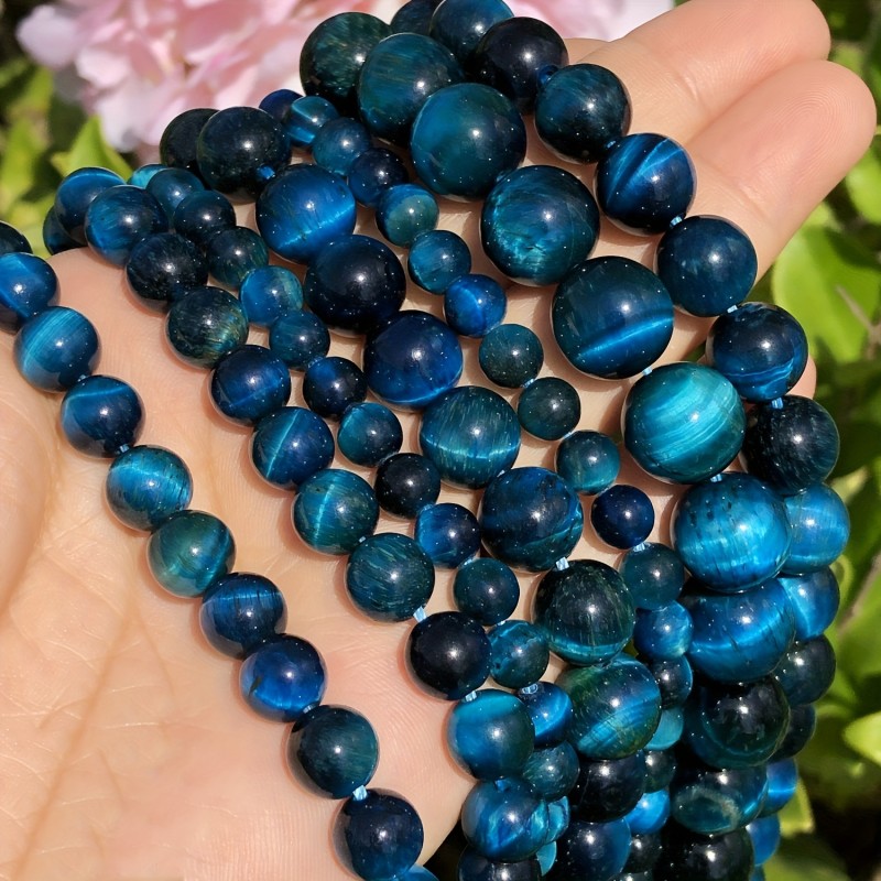 4-12mm 5A Blue Starry Sky Dreamy Natural Tiger Eye Stone Spacer Loose Beads For Diy Women's And Men's Bracelet Necklace Jewelry Making Supplies