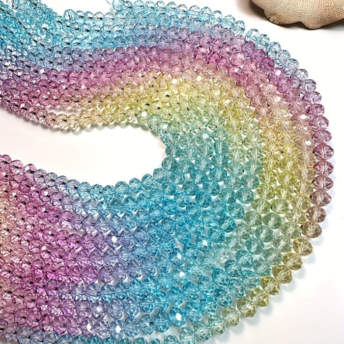 1mm\u002F2mm\u002F3mm\u002F4mm\u002F6mm\u002F8mm, Rainbow Color Gradient Imitation Crystal Beads, Faceted Round Loose Spacer Bead Strands, For DIY Jewelry Making Materials