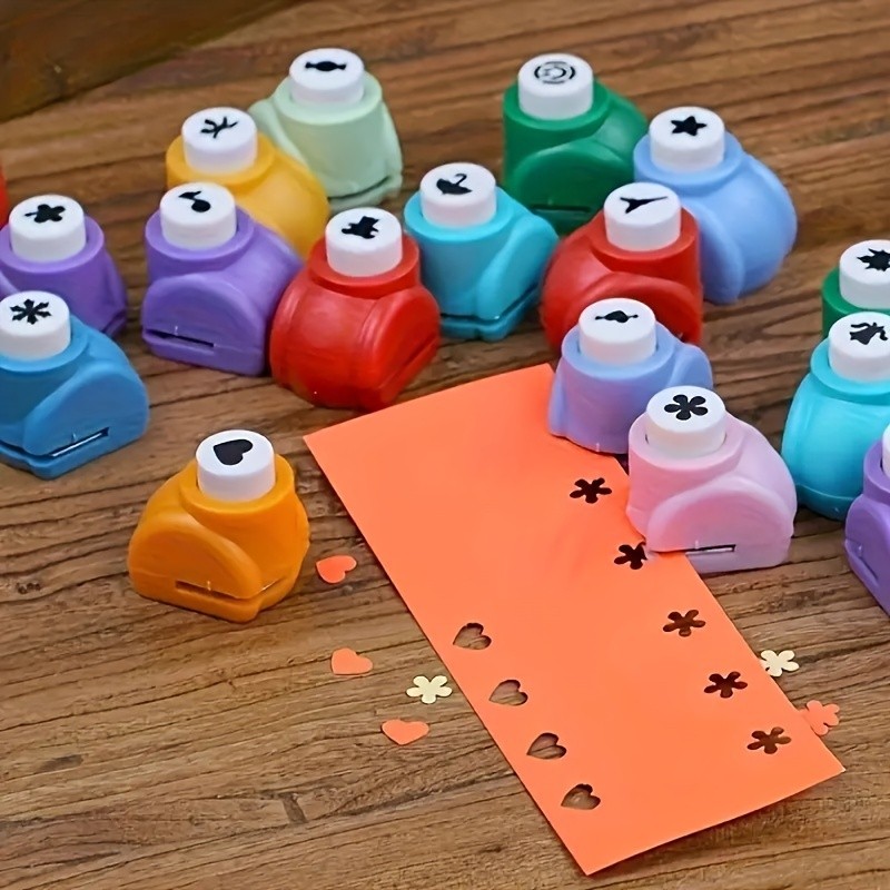 6pcs Mini Embossing Punch Set, Mixed Color, Creative Portable Paper Cutting & Embossing Tools for DIY Scrapbooking, Greeting Cards, and Journal Decoration