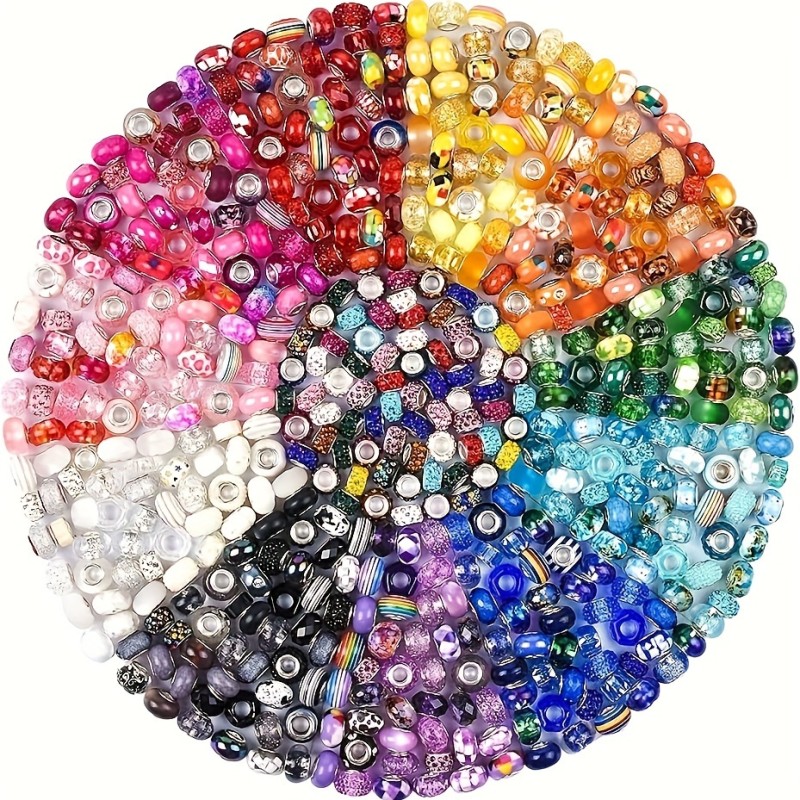 200Pcs Resin Mixed Colorful Large Hole Beads For Jewelry Making DIY Bracelet Necklace Beading Handmade Crafts Small Business Supplies