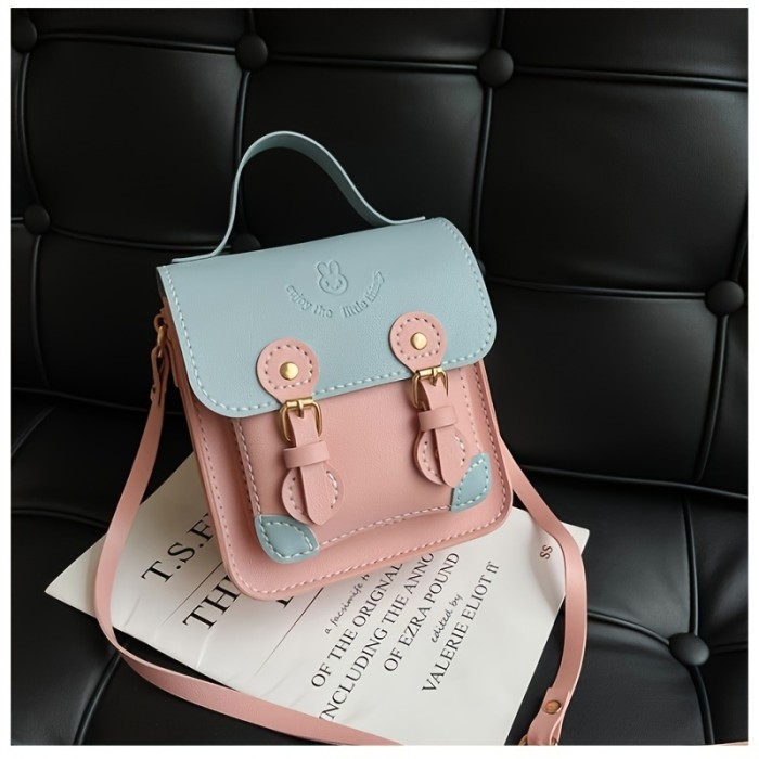 DIY Material Bag Crossbody Bag, Self-made Handmade Handbag, Color Contrast Mini Messenger Bag