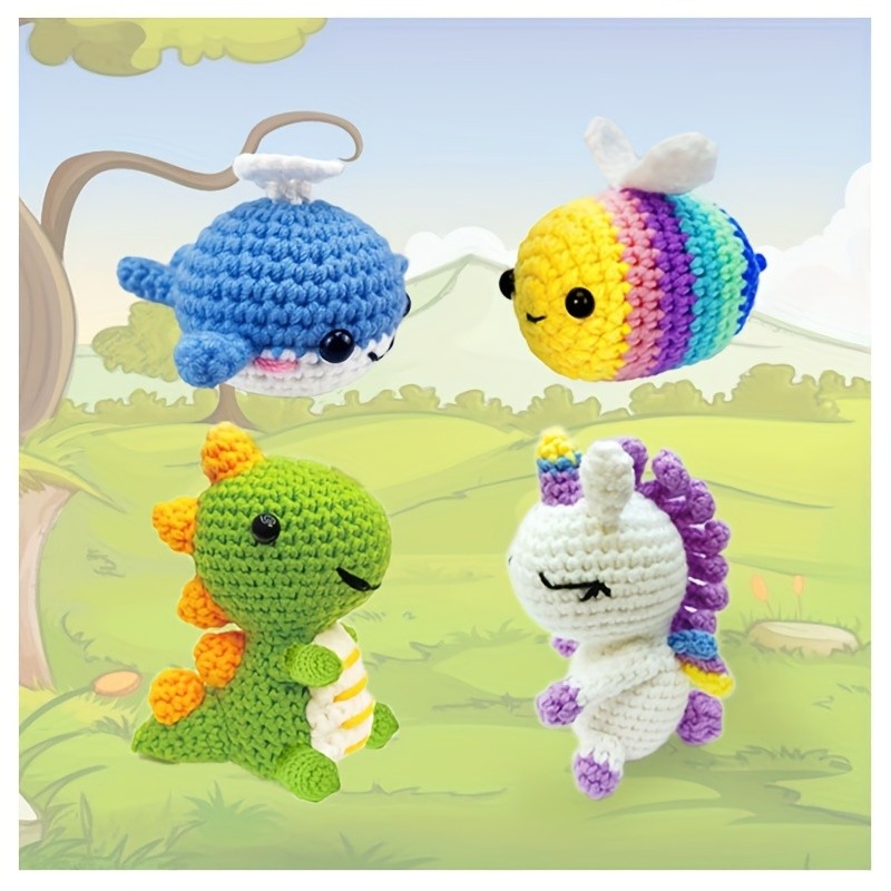 1set New Crochet Material Package Contains English Instruction Manual, Beginner Crochet Yarn Kit For Adults, Knitting Handmade Diy Cartoon Doll For Beginners Cute Animal Crochet Kit
