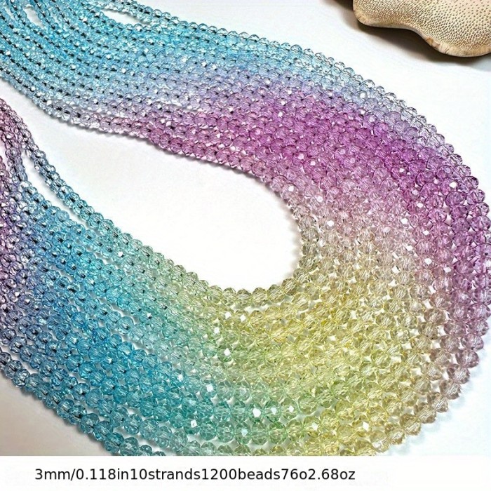 1mm\u002F2mm\u002F3mm\u002F4mm\u002F6mm\u002F8mm, Rainbow Color Gradient Imitation Crystal Beads, Faceted Round Loose Spacer Bead Strands, For DIY Jewelry Making Materials
