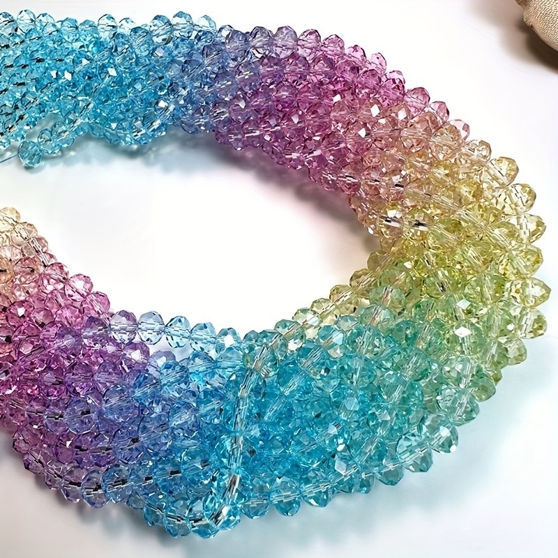 1mm\u002F2mm\u002F3mm\u002F4mm\u002F6mm\u002F8mm, Rainbow Color Gradient Imitation Crystal Beads, Faceted Round Loose Spacer Bead Strands, For DIY Jewelry Making Materials