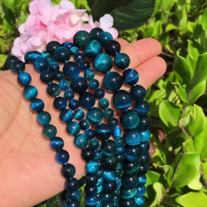 4-12mm 5A Blue Starry Sky Dreamy Natural Tiger Eye Stone Spacer Loose Beads For Diy Women's And Men's Bracelet Necklace Jewelry Making Supplies