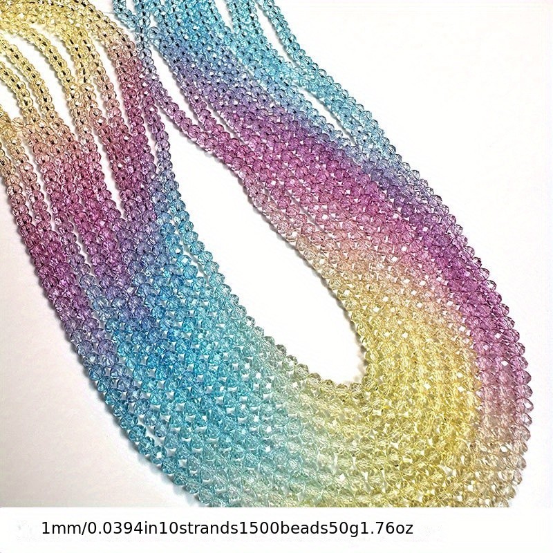 1mm\u002F2mm\u002F3mm\u002F4mm\u002F6mm\u002F8mm, Rainbow Color Gradient Imitation Crystal Beads, Faceted Round Loose Spacer Bead Strands, For DIY Jewelry Making Materials