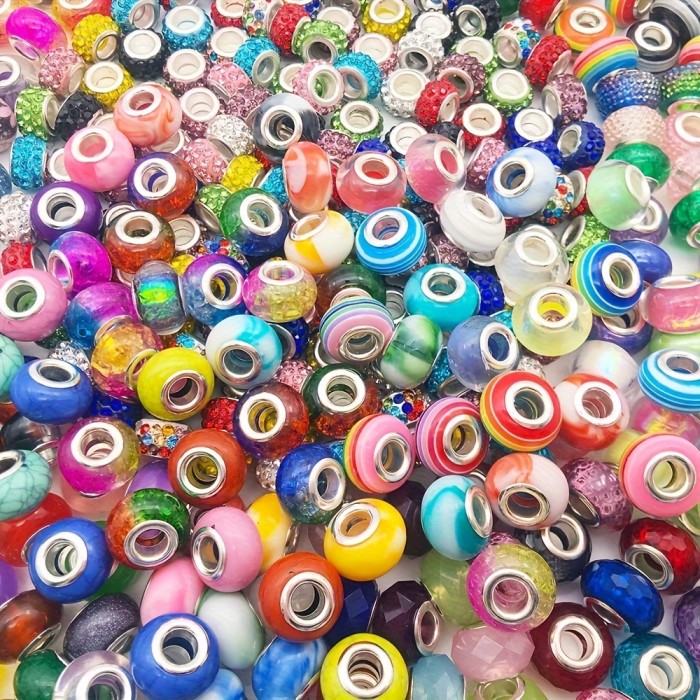 200Pcs Resin Mixed Colorful Large Hole Beads For Jewelry Making DIY Bracelet Necklace Beading Handmade Crafts Small Business Supplies