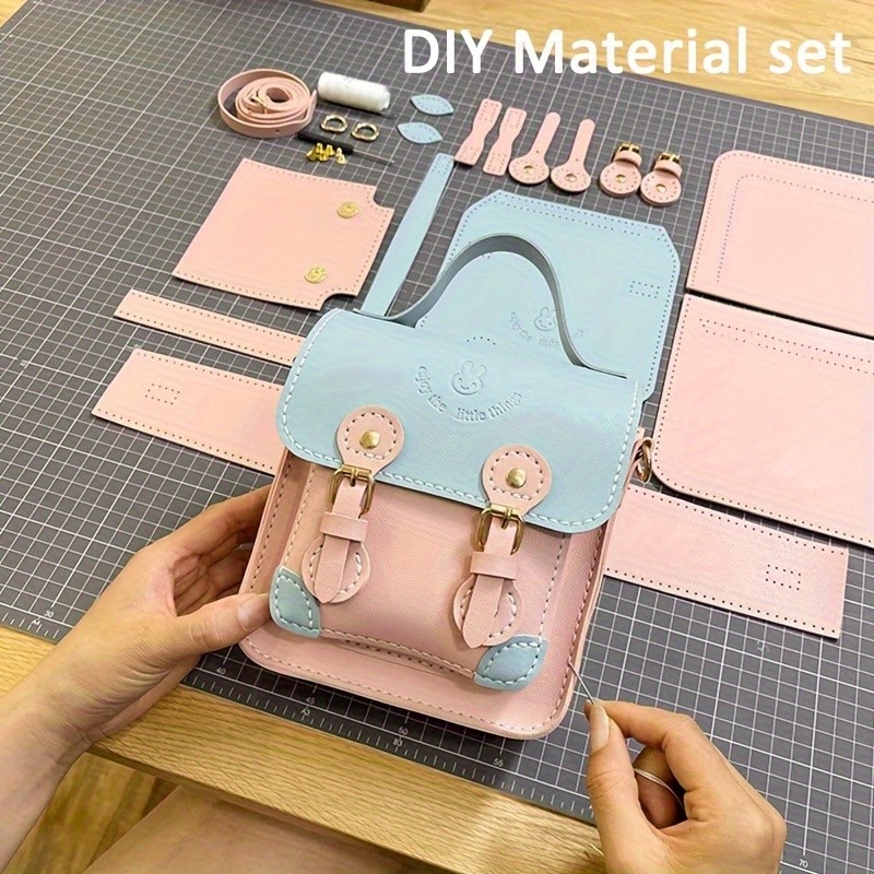 DIY Material Bag Crossbody Bag, Self-made Handmade Handbag, Color Contrast Mini Messenger Bag