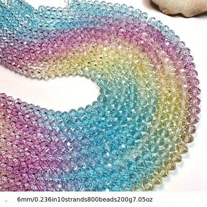 1mm\u002F2mm\u002F3mm\u002F4mm\u002F6mm\u002F8mm, Rainbow Color Gradient Imitation Crystal Beads, Faceted Round Loose Spacer Bead Strands, For DIY Jewelry Making Materials