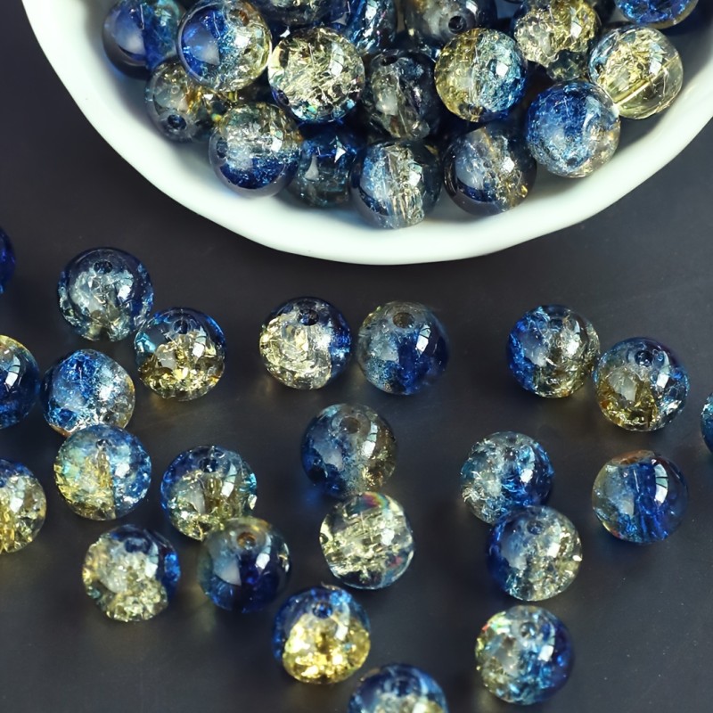 50pcs Crystal Glass Blue Moon Color Gradient Beads For Jewelry Making DIY Handmade Bracelet Necklace Earrings Fashion Phone Chain Craft Supplies