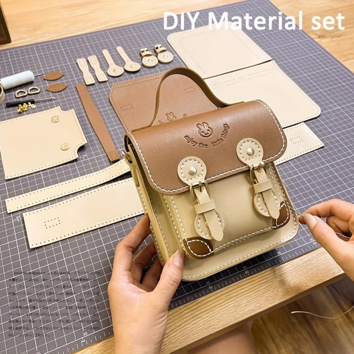 DIY Material Bag Crossbody Bag, Self-made Handmade Handbag, Color Contrast Mini Messenger Bag