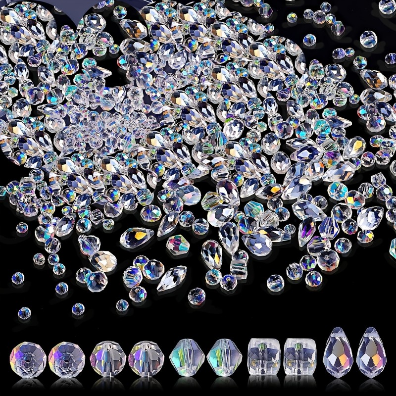 300pcs Assorted Crystal Beads For Jewelry Making With Container Box Glass Beads Bulk For DIY Necklace Bracelet Earring