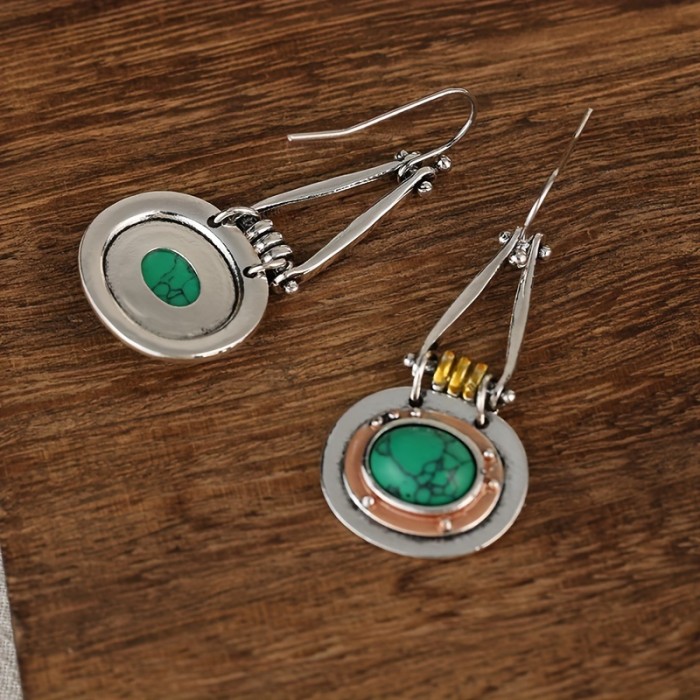 Trendy Vintage Turquoise Dangle Earrings - Copper Silver Plated Jewelry For Women - Perfect Gift Idea