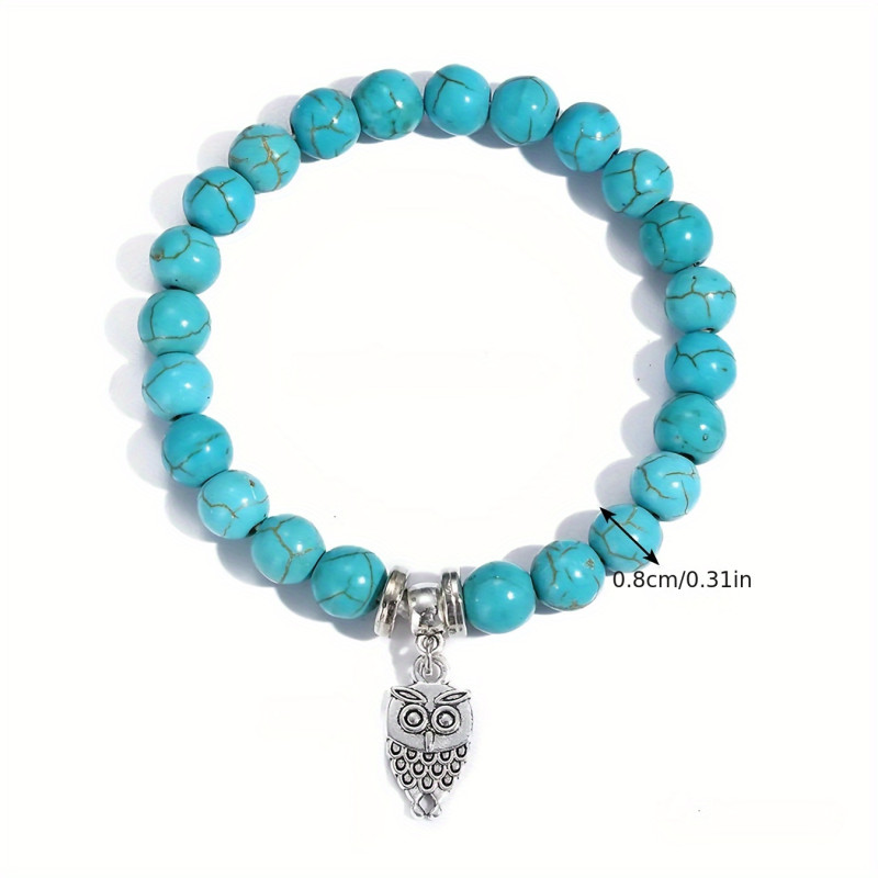 Turquoise Bracelet for Couple Natural Stone Beaded Bracelets Round Bead Stretch Bracelet Handmade String Boho Bracelet Jewelry for Lovers