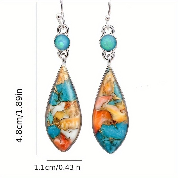 Bohemian Style Dangle Earrings - Imperial Design, Zinc Alloy, Silver Plated, Ornaments For Women