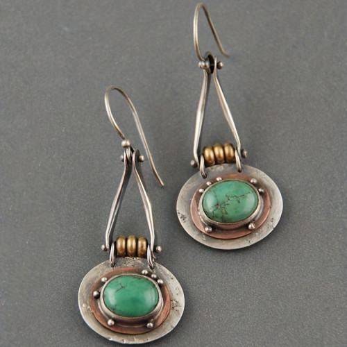 Trendy Vintage Turquoise Dangle Earrings - Copper Silver Plated Jewelry For Women - Perfect Gift Idea