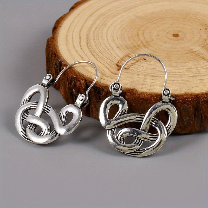 Bohemian Goth Style Silvery Hollow Curl Pattern Hoop Earrings - Delicate Female Gift