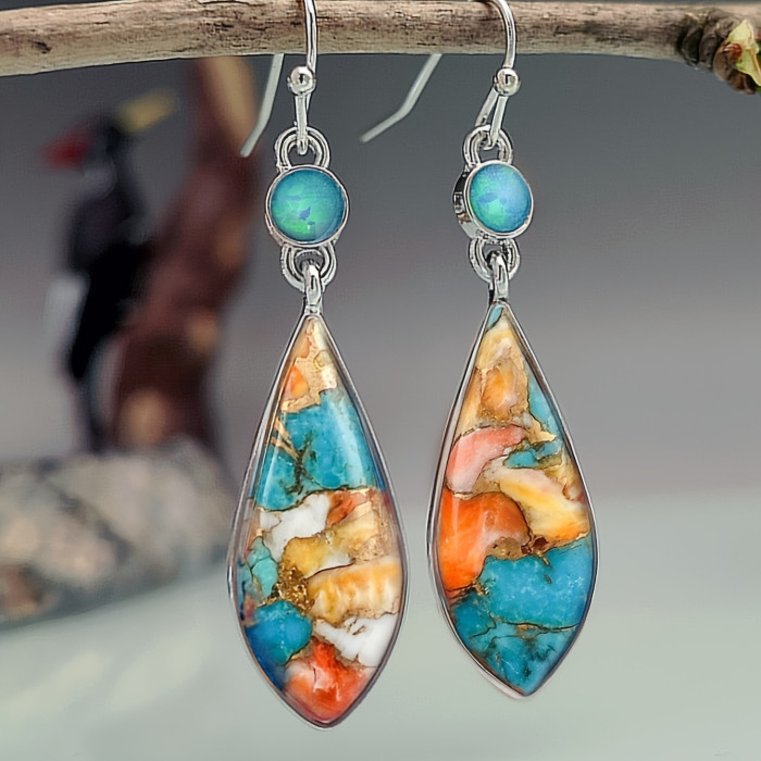 Bohemian Style Dangle Earrings - Imperial Design, Zinc Alloy, Silver Plated, Ornaments For Women