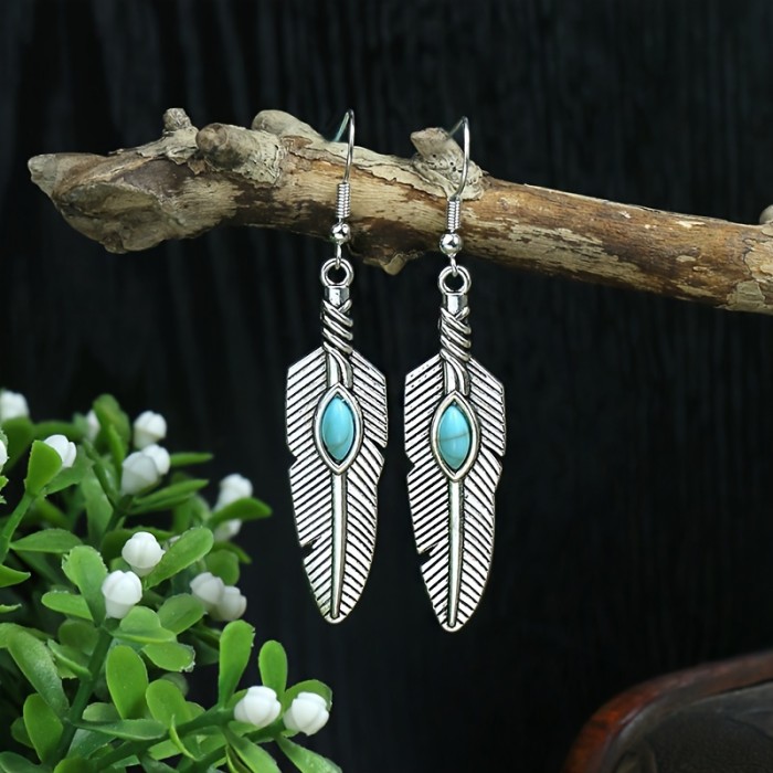 15 Pairs Bohemian Ethnic Vintage Drop Earrings Set Acrylic Turquoise Dangle Earrings Women Elegant Daily Outfits Party Jewelry Women's Ear Jewelry Accessories