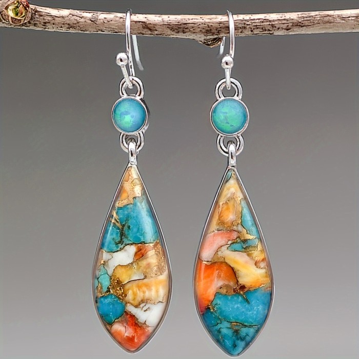 Bohemian Style Dangle Earrings - Imperial Design, Zinc Alloy, Silver Plated, Ornaments For Women