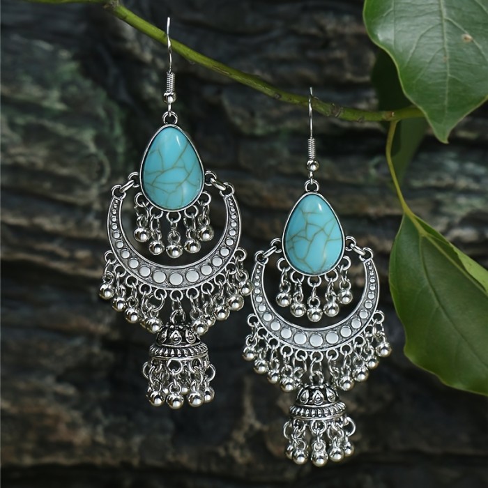 15 Pairs Bohemian Ethnic Vintage Drop Earrings Set Acrylic Turquoise Dangle Earrings Women Elegant Daily Outfits Party Jewelry Women's Ear Jewelry Accessories