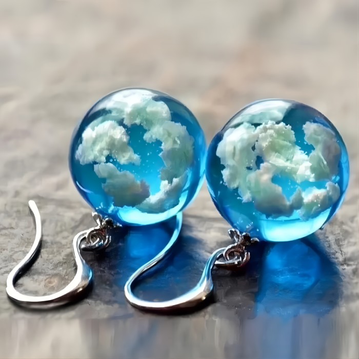 Clear Sky & Clouds Round Globe Pendant Necklace For Girls, Creative Holiday Gifts