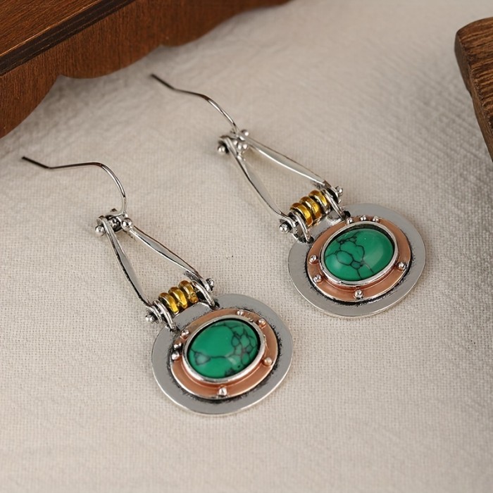 Trendy Vintage Turquoise Dangle Earrings - Copper Silver Plated Jewelry For Women - Perfect Gift Idea