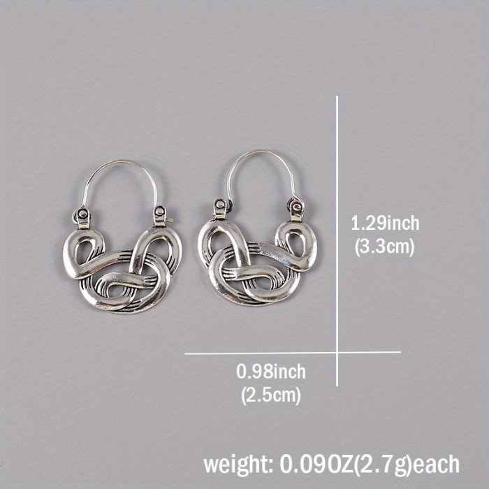 Bohemian Goth Style Silvery Hollow Curl Pattern Hoop Earrings - Delicate Female Gift