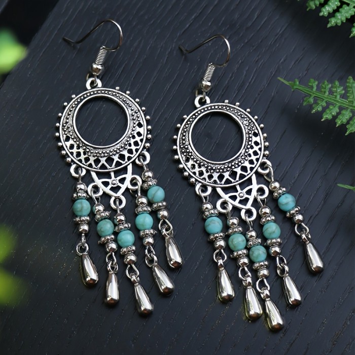 15 Pairs Bohemian Ethnic Vintage Drop Earrings Set Acrylic Turquoise Dangle Earrings Women Elegant Daily Outfits Party Jewelry Women's Ear Jewelry Accessories