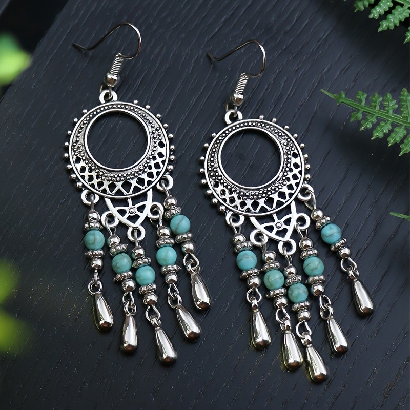 15 Pairs Bohemian Ethnic Vintage Drop Earrings Set Acrylic Turquoise Dangle Earrings Women Elegant Daily Outfits Party Jewelry Women's Ear Jewelry Accessories