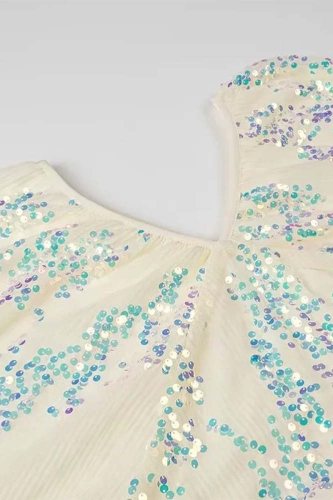 Sexy Celebrities Solid Color Sequins V Neck One Step Skirt Dresses