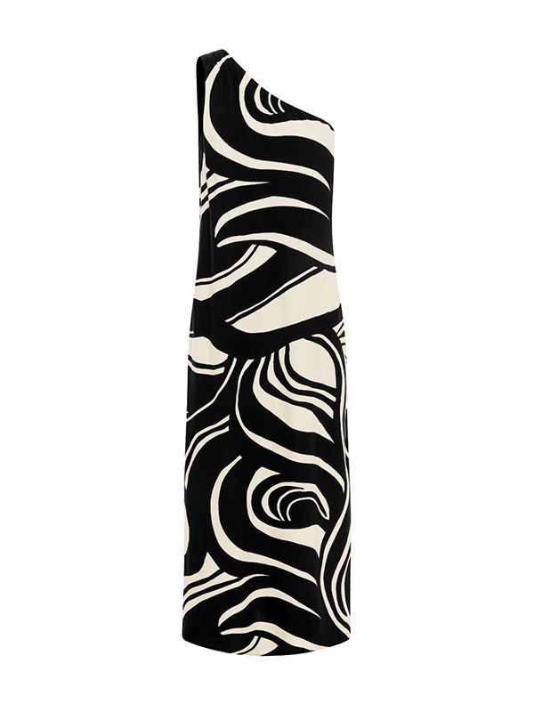 Loose Sleeveless Printed One-Shoulder Maxi Dresses