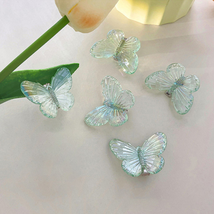 10pcs Iridescent Butterfly Hair Clips, Transparent Colorful Side Barrettes, Elegant Fashion Hair Accessory Art Decor, Suitable For Everyday Use, Festivals & Parties