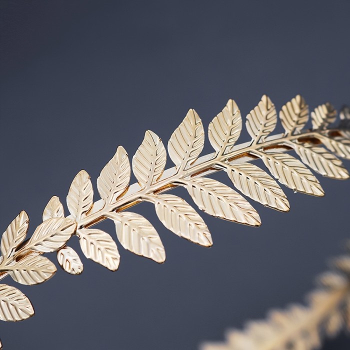 1 Pc Stylish Golden Olive Branch Shaped Crown, Elegant Luxury Ladies Leaf Shape Circular Headband Wear Resistant Accessories Hair Making Tools Birthday Gift Valentine Christmas Gift