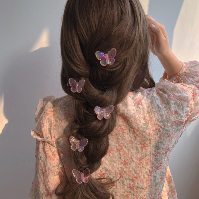 10pcs Iridescent Butterfly Hair Clips, Transparent Colorful Side Barrettes, Elegant Fashion Hair Accessory Art Decor, Suitable For Everyday Use, Festivals & Parties