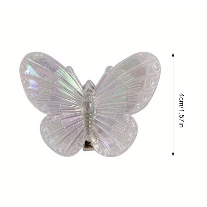 10pcs Iridescent Butterfly Hair Clips, Transparent Colorful Side Barrettes, Elegant Fashion Hair Accessory Art Decor, Suitable For Everyday Use, Festivals & Parties