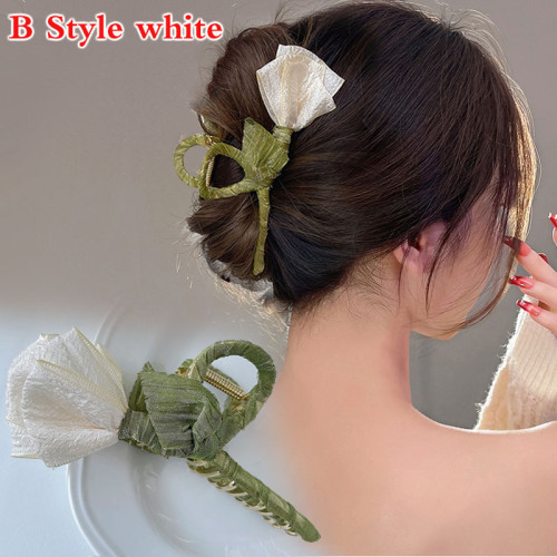 Elegant Mesh Bowknot Decorative Hair Grab Clip, Rose Flower Shaped Hair Claw Clip, Bling Bling Rhinestone Hollow Out Butterfly Shaped Ponytail Holder