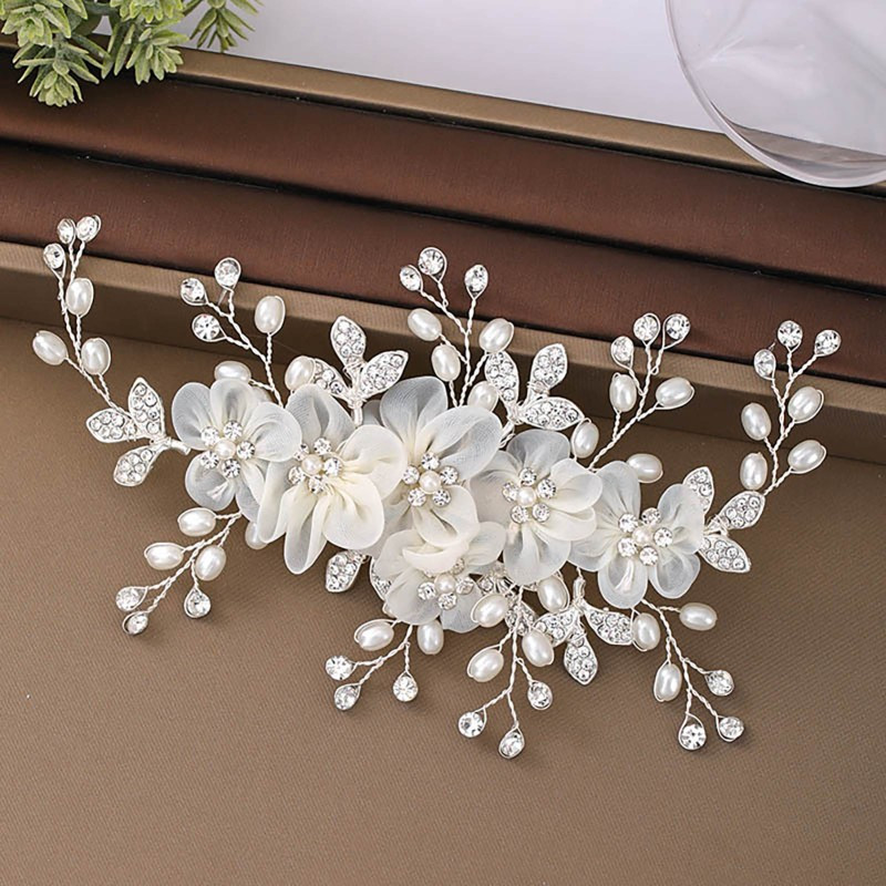 1pc Rhinestone Faux Pearl Flower Hairpin, Sparkling 3D Flower Pin, Fashion Hair Accessories Hairpin, Suitable For Daily Use At Holiday Weddings