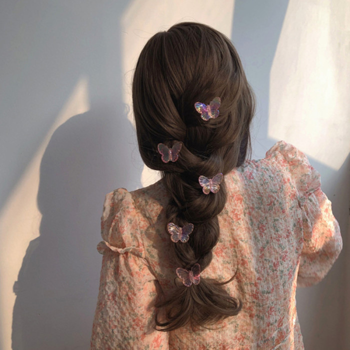 10pcs Iridescent Butterfly Hair Clips, Transparent Colorful Side Barrettes, Elegant Fashion Hair Accessory Art Decor, Suitable For Everyday Use, Festivals & Parties