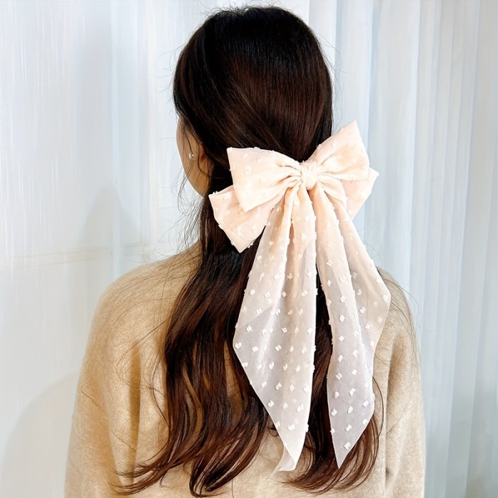 13pcs\u002F26pcs New Bubble Bow Hair Clip with Large Size Retro Light Brilliance and Wave Dots Chiffon Bow Spring Clip for Women and daily wear