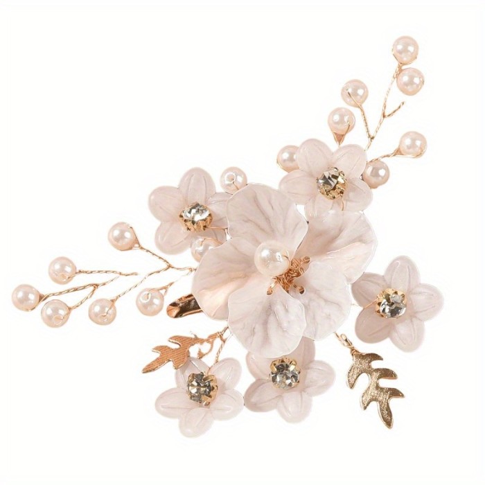3pcs\u002Fset Vintage Flower Hair Clip Set Flower Design Pearl and Rhinestones Headpiece for Women Girls Bride Bridesmaid