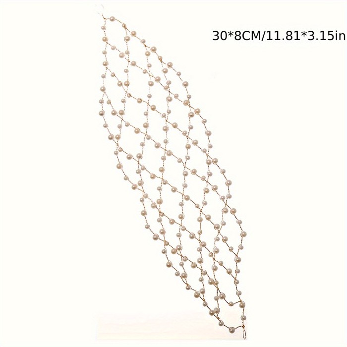 1pc Hair Hoop Band, Elegant Faux Pearl Headband Hair Chain, Bohemian Style Bridal Hair Accessory For Wedding Party Evening Birthday Gatherings