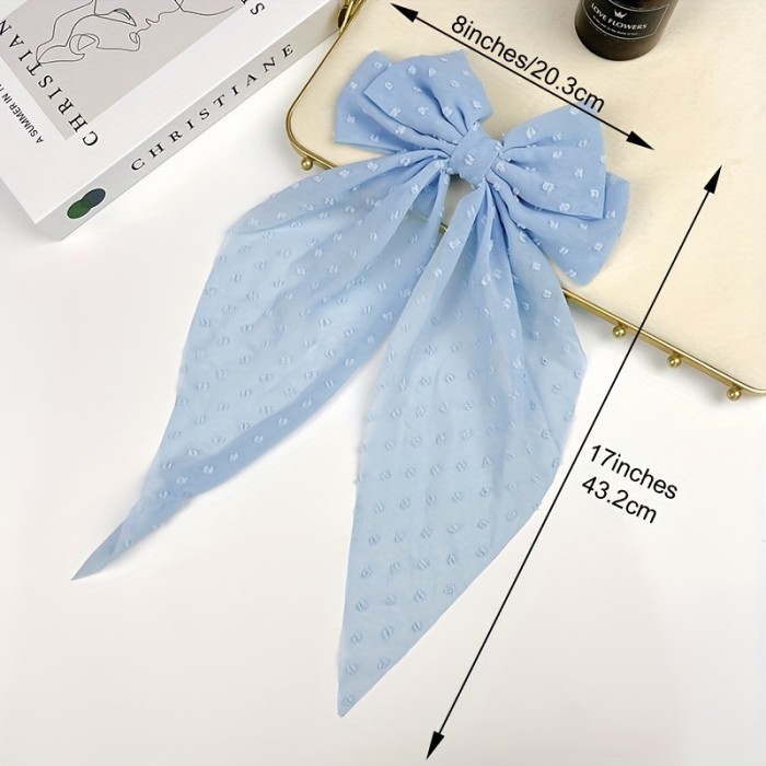 13pcs\u002F26pcs New Bubble Bow Hair Clip with Large Size Retro Light Brilliance and Wave Dots Chiffon Bow Spring Clip for Women and daily wear