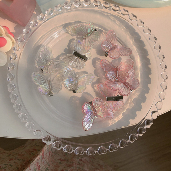 10pcs Iridescent Butterfly Hair Clips, Transparent Colorful Side Barrettes, Elegant Fashion Hair Accessory Art Decor, Suitable For Everyday Use, Festivals & Parties