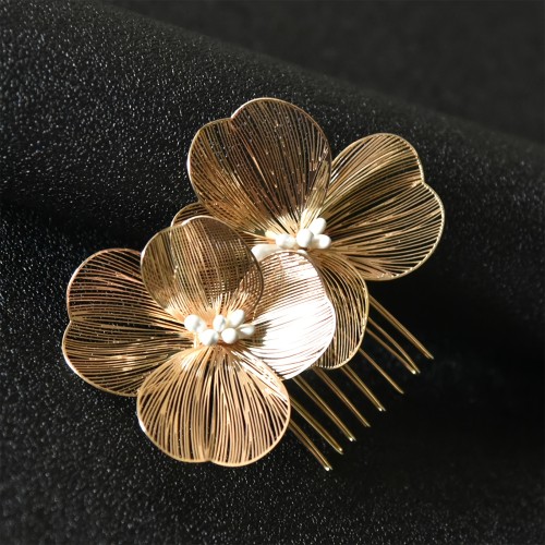 Golden Flower Hair Combs, Wedding Hair Side Comb Vintage Bridal Hair Comb Hair Pieces Hair Accessory, Hair Pins Clips Barrettes Headpieces Wedding Hair Accessories For Women, Wedding, Ball
