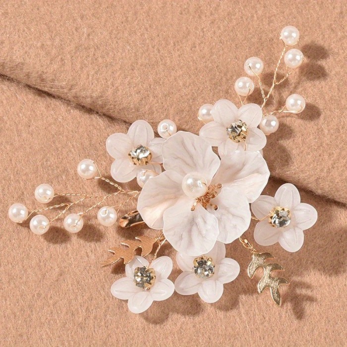 3pcs\u002Fset Vintage Flower Hair Clip Set Flower Design Pearl and Rhinestones Headpiece for Women Girls Bride Bridesmaid
