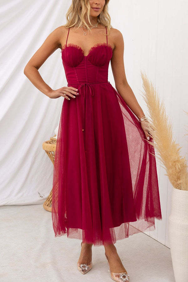 Chiffon Sling Party Midi Dress